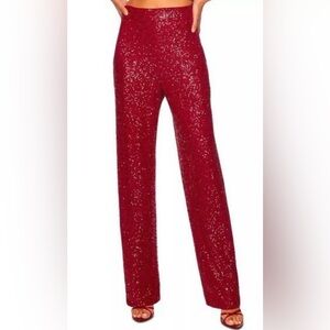 NWOT Susana Monaco Red Sequin Holiday Wide Leg Pants